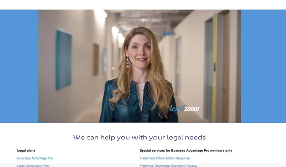 Legal Zoom用真人律師形象為自己的服務(wù)背書。